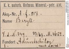 Etiketten zu Beryll (NHMW-MIN-Af817)